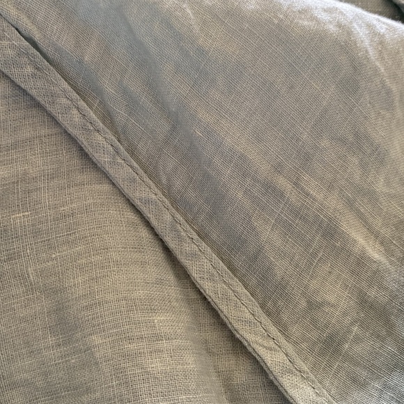 CP Shades Green V Neck Faux Wrap Linen Top Medium - Picture 7 of 8